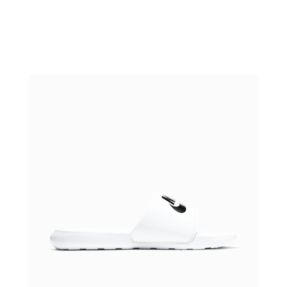 Nike Victori One slide in white with a black logo