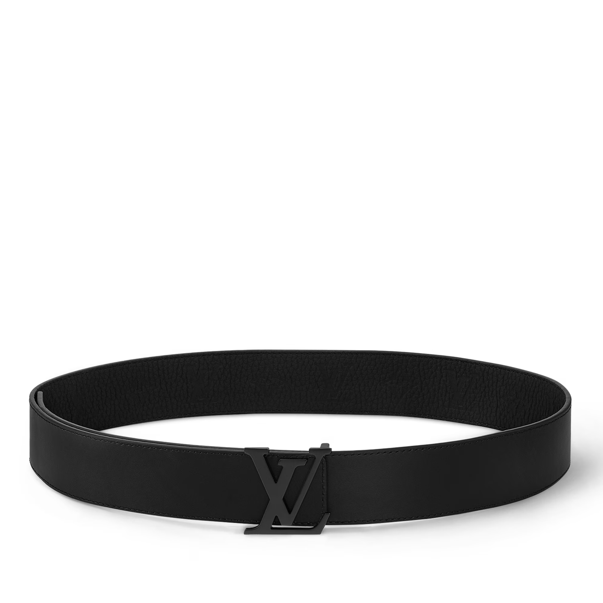 Louis Vuitton LV Aerogram Belt featuring a sleek grained black calf leather — view 2