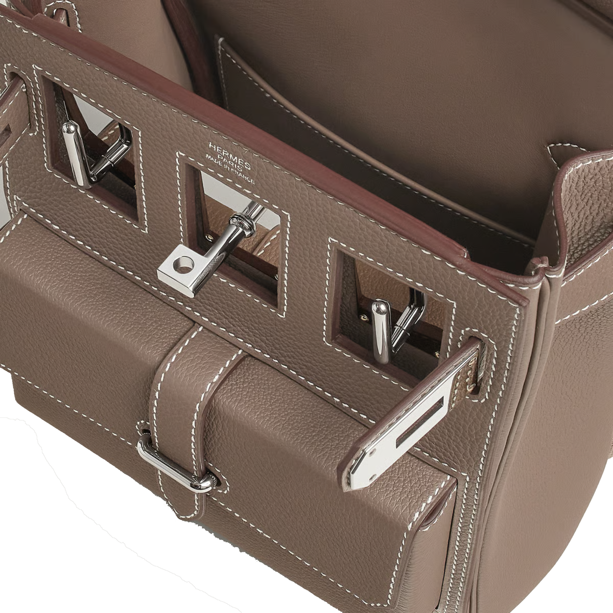 Beige Hermès Hac a Dos PM Haccess backpack crafted from grained Togo calfskin — view 5