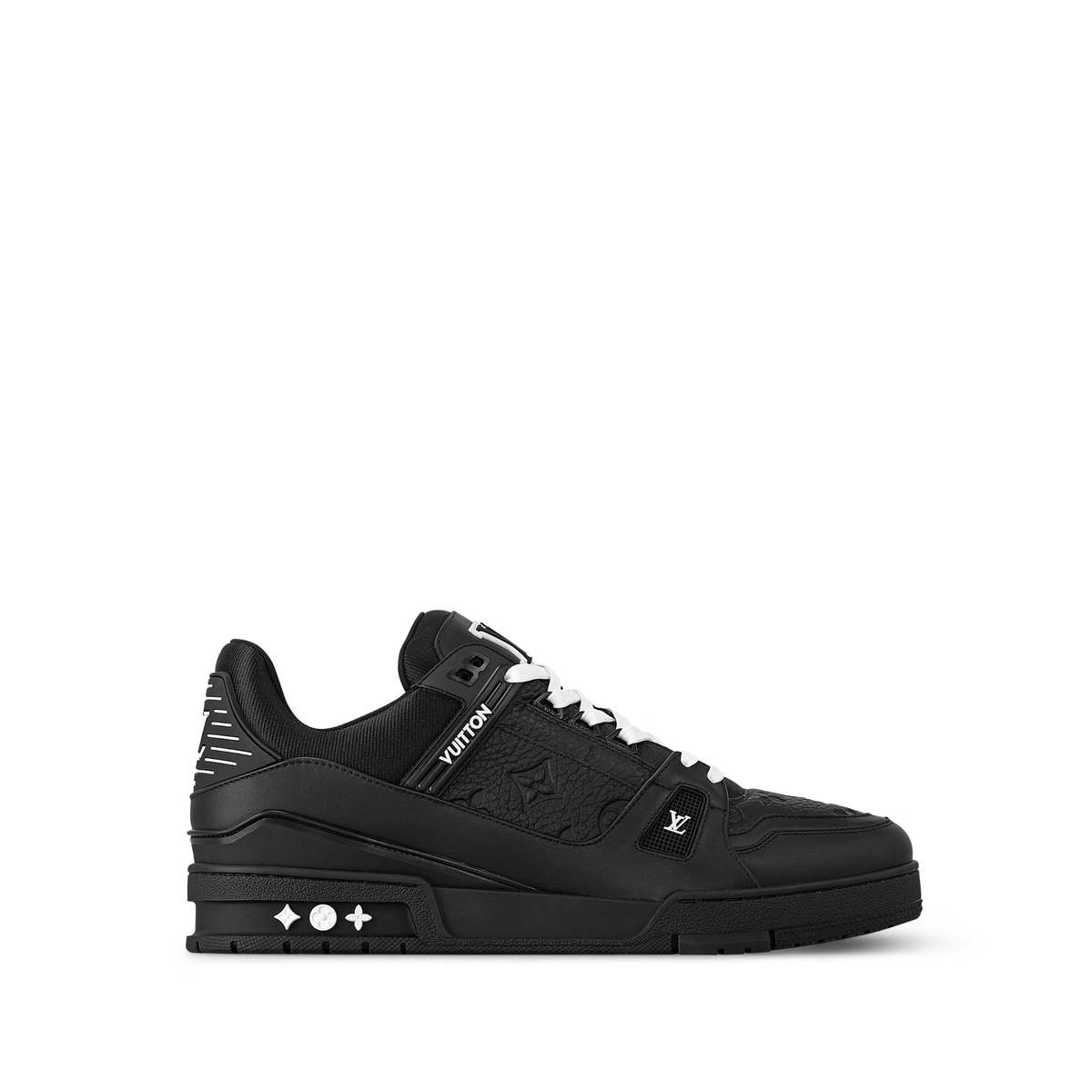 Louis Vuitton Trainer Sneakers in black embossed monogram leather