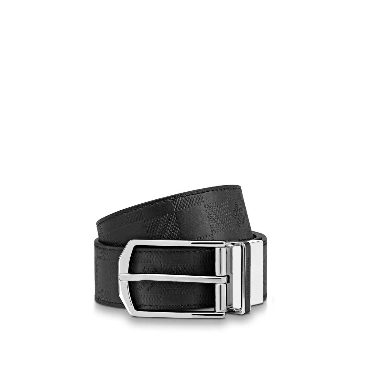 black Louis Vuitton Damier Graphite or Damier Infini canvas and leather belt — view 2
