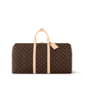 Louis Vuitton Keepall 55 duffle bag in Monogram canvas with natural cowhide leather trim