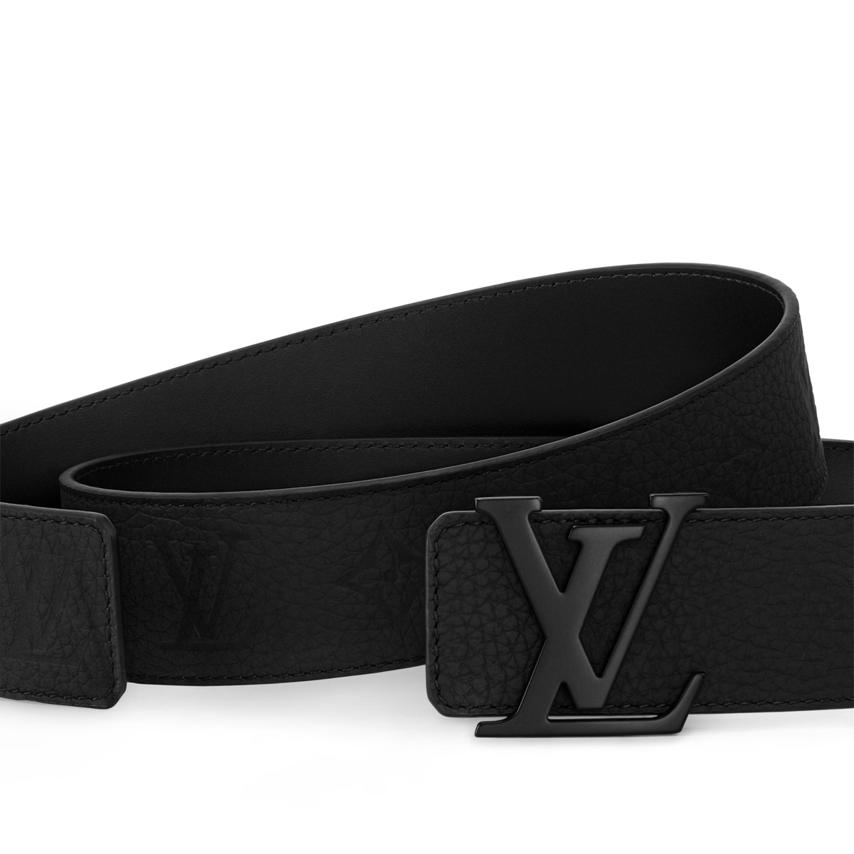 Louis Vuitton LV Aerogram Belt featuring a sleek grained black calf leather — view 3