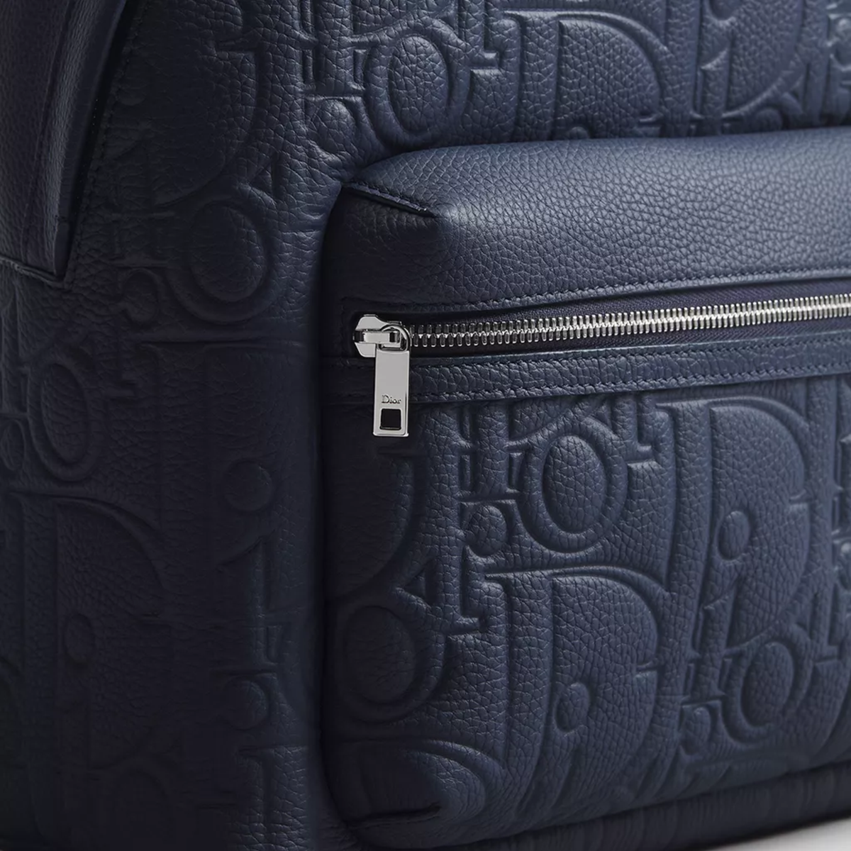 Dior Rider Zipped Backpack in Navy Blue Dior Gravity Grained Leather — view 3