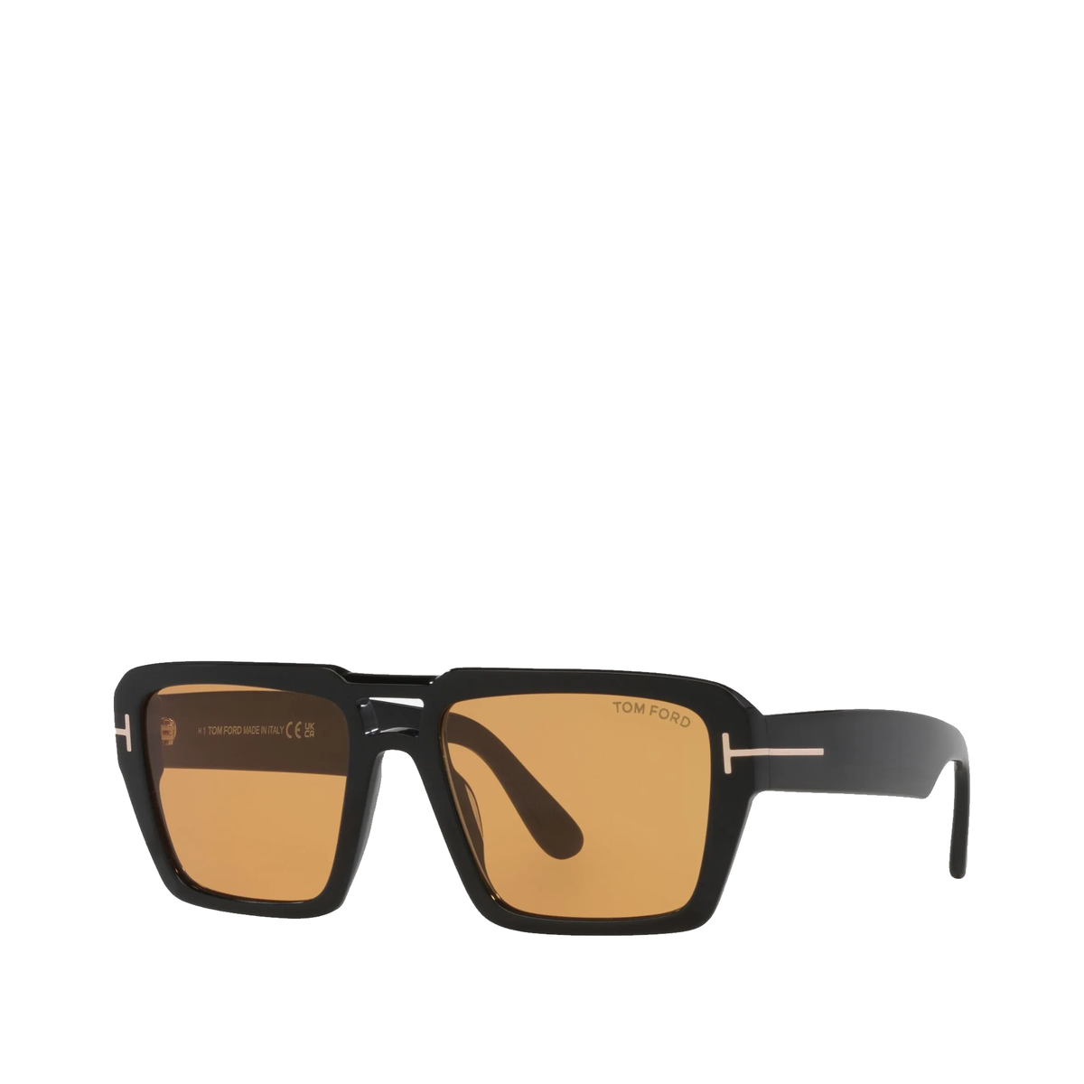 Tom Ford Redford square sunglasses featuring a bold shiny black acetate frame — view 1