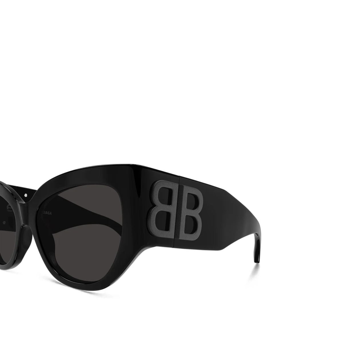 Balenciaga Bossy cat eye sunglasses featuring a glossy black acetate frame — view 3