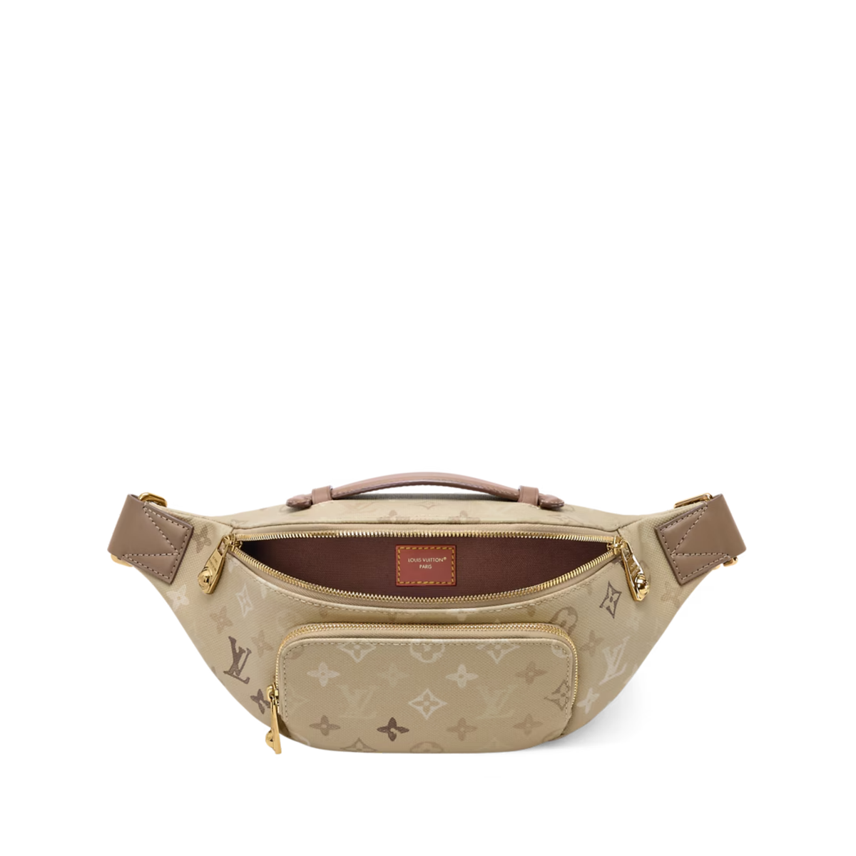 Louis Vuitton Rush Bumbag is featured in a beige Monogram
