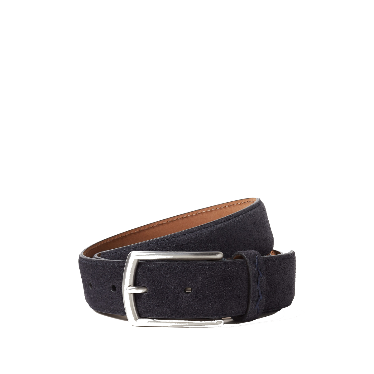 Zegna Navy Blue Suede Belt featuring a rich navy blue calf suede — view 1