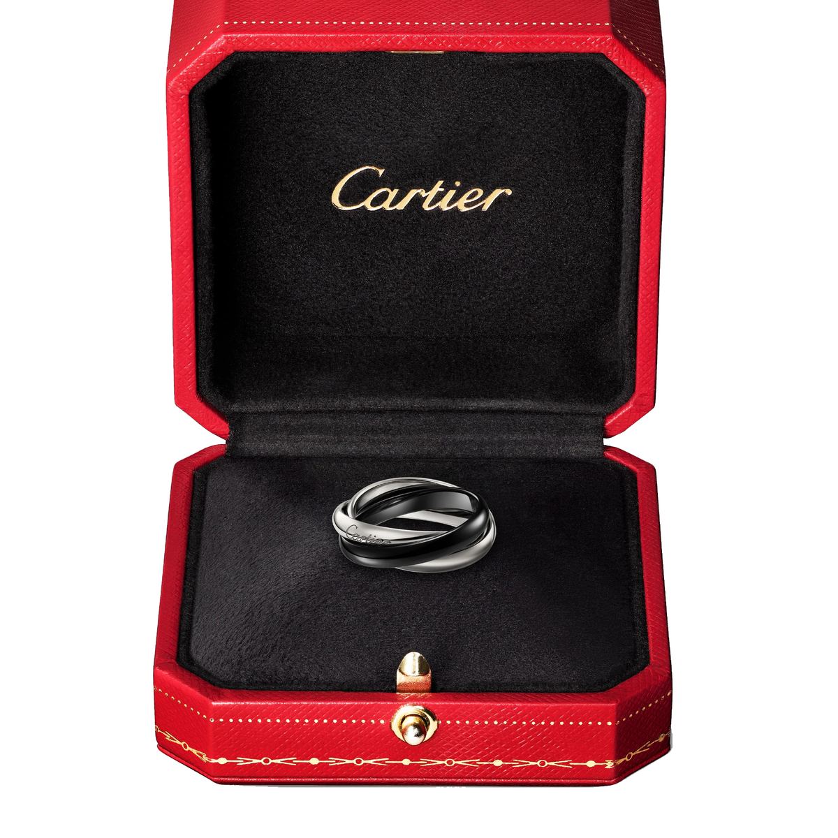 Cartier Trinity ring is a classic model featuring black ceramic