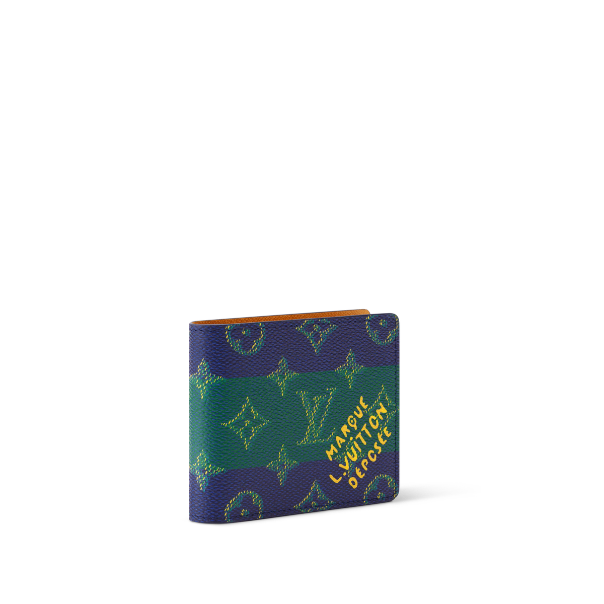 Louis Vuitton Slender Wallet in striped Monogram Heritage coated canvas with a saffron cowhide leather linin
