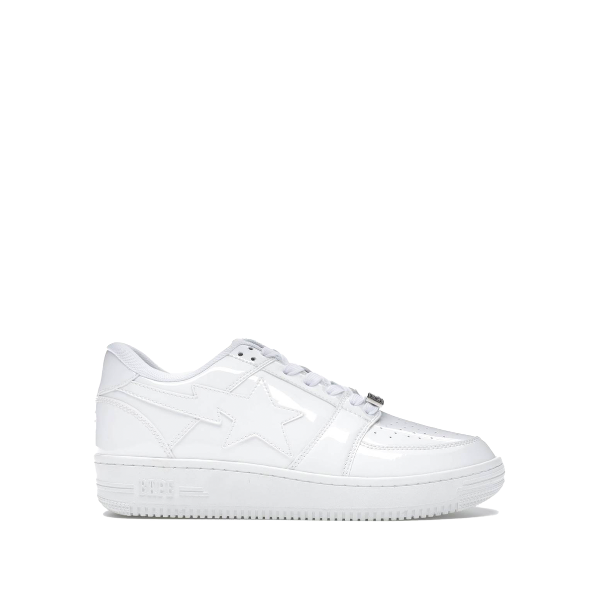 A Bathing Ape BAPE STA Low in white patent leather
