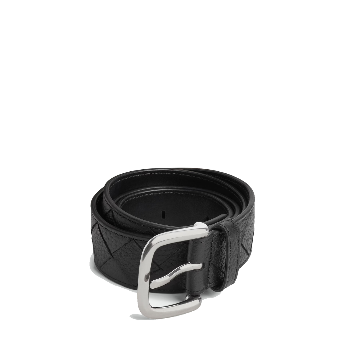 black Bottega Veneta Intrecciato woven leather belt — view 1