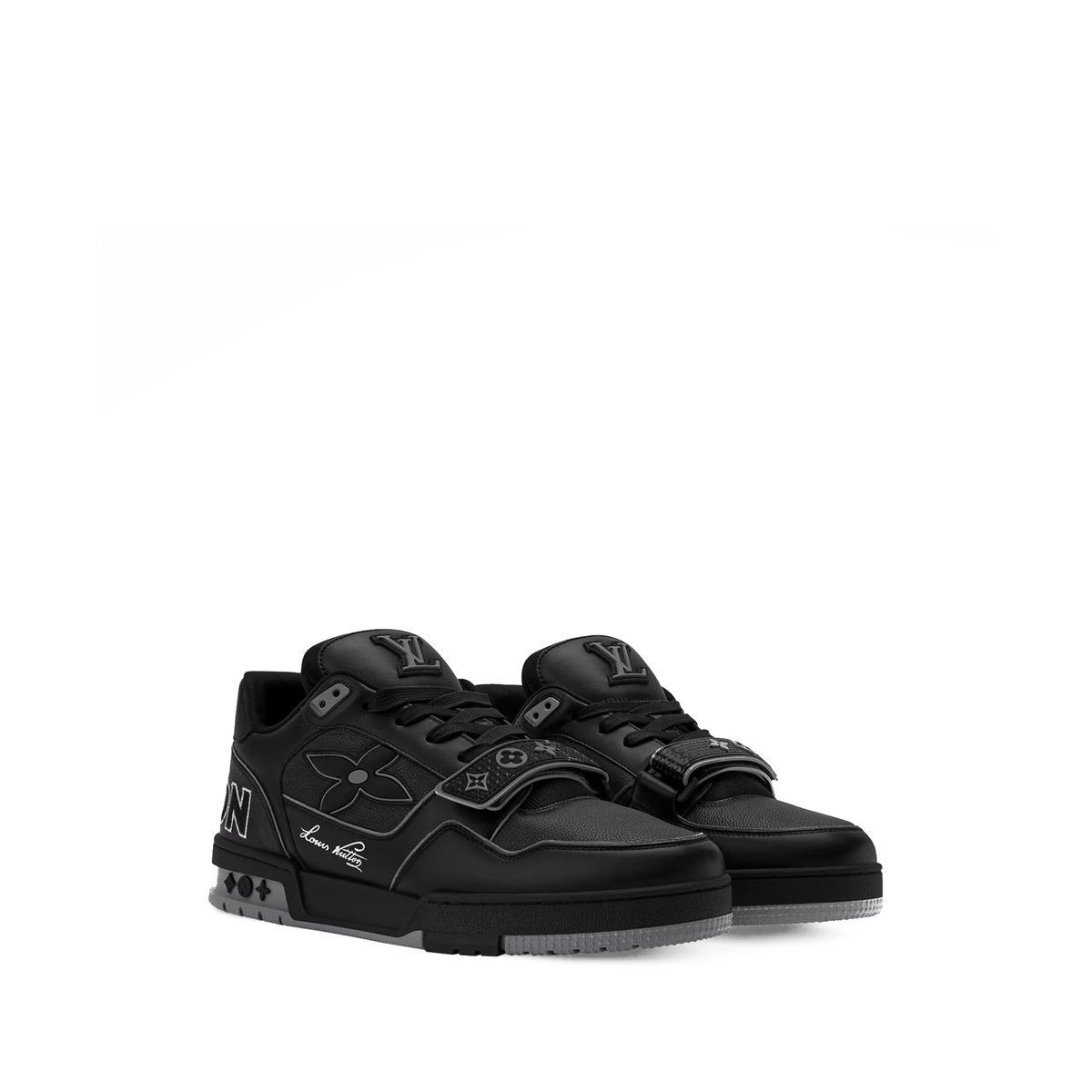 Louis Vuitton LV Trainer in Black with Croc embossed Denim
