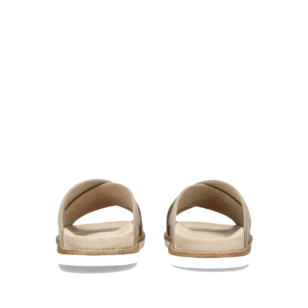 Brunello Cucinelli crossover strap suede sandals in off white