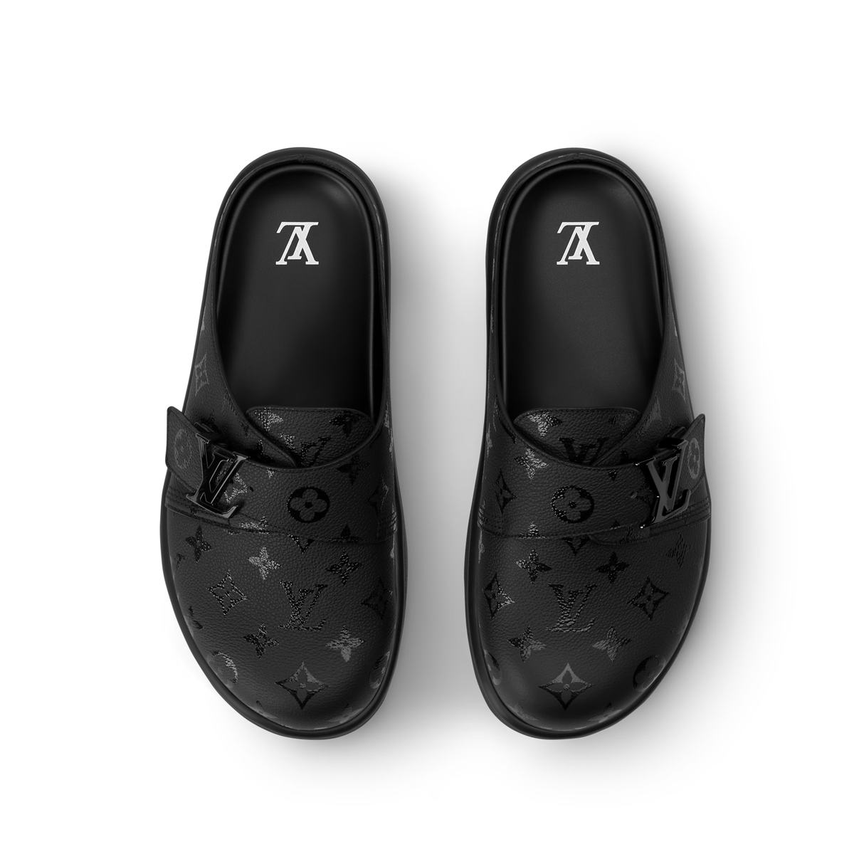Louis Vuitton Easy Mules in black monogram grained calf leather