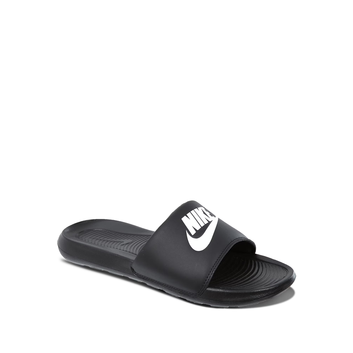 Nike Victori One slide in the black and white colorway