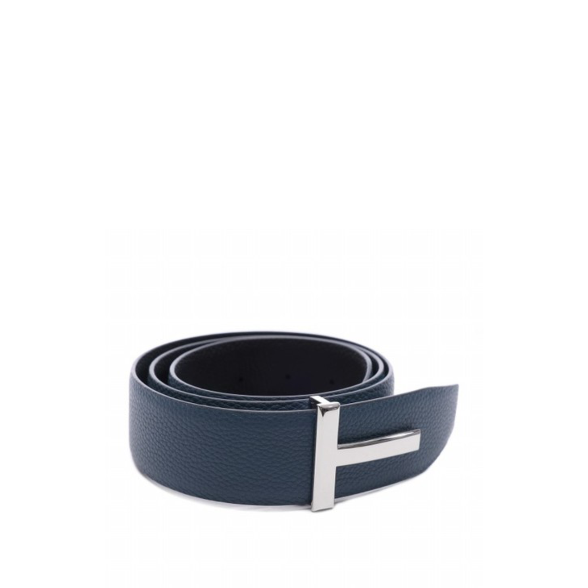 Tom Ford reversible textured leather belt featuring a signature silver tone — view 2
