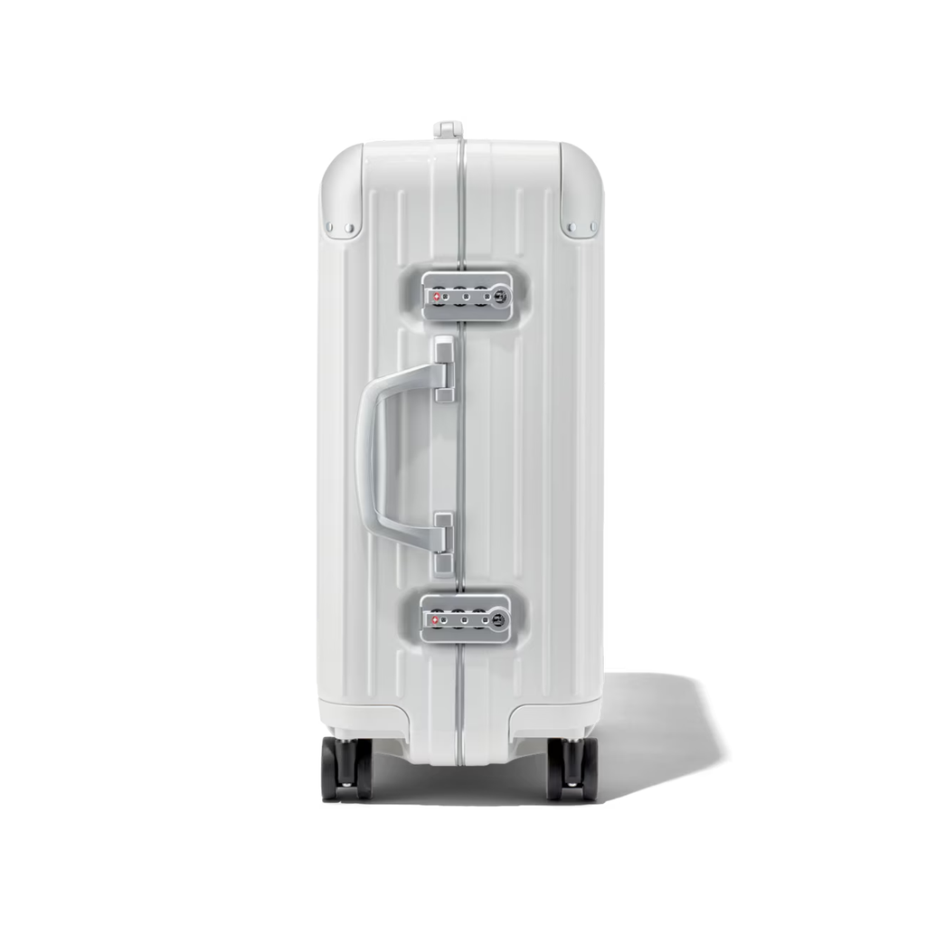 RIMOWA Hybrid Cabin suitcase in Silver is constructed from a lightweight