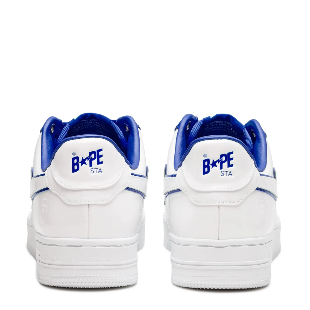 A Bathing Ape BAPE STA 8 M1 sneaker in the white and navy blue