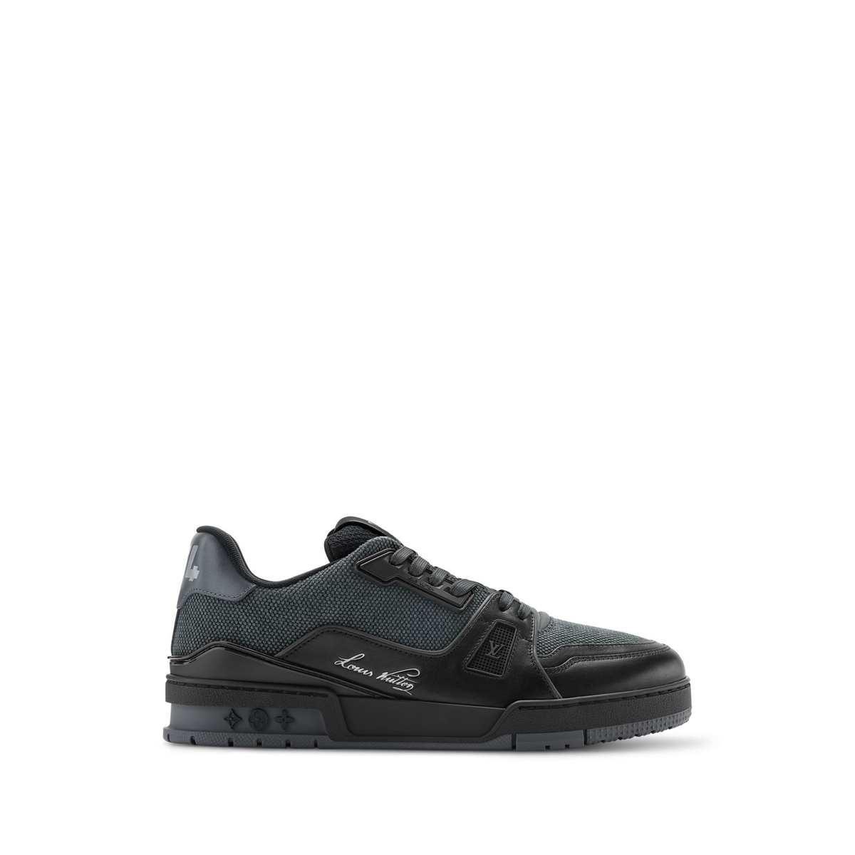 Louis Vuitton LV Trainer sneakers in black featuring a mix of textile and calf leather