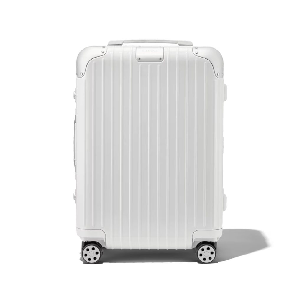RIMOWA Hybrid Cabin suitcase in Silver is constructed from a lightweight