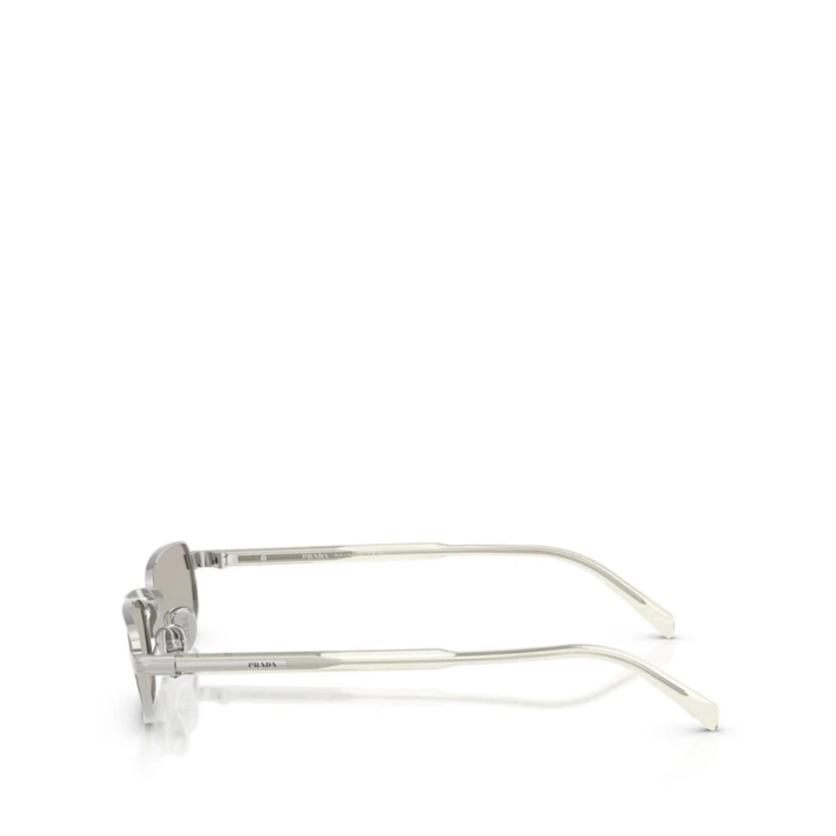 Prada PR B54S sunglasses featuring a sleek narrow rectangular silver tone metal frame — view 2