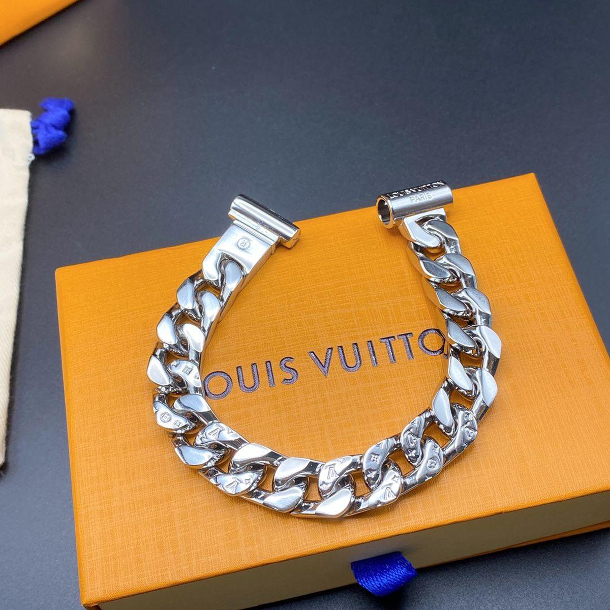 Louis Vuitton Monogram Bracelet in silver color hardwar