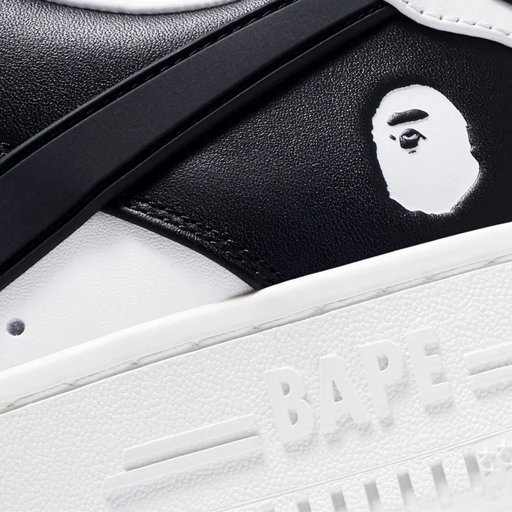 A Bathing Ape Bape Sta OS sneaker in a black and white colorway