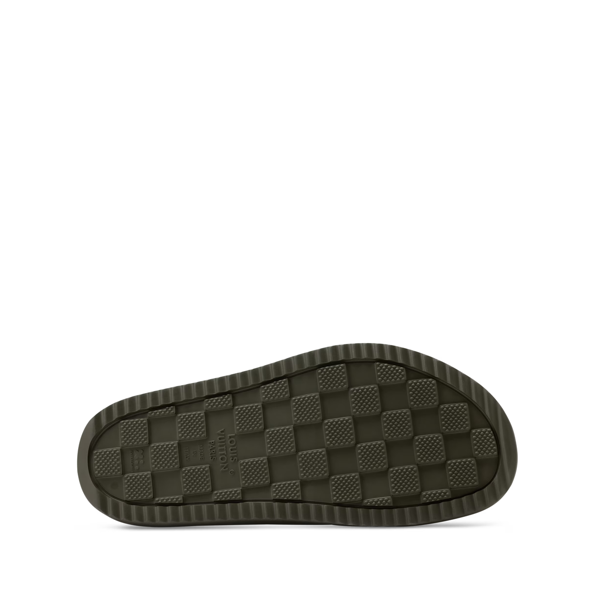 Louis Vuitton LV Easy Mules in the khaki Monogram Surplus pattern