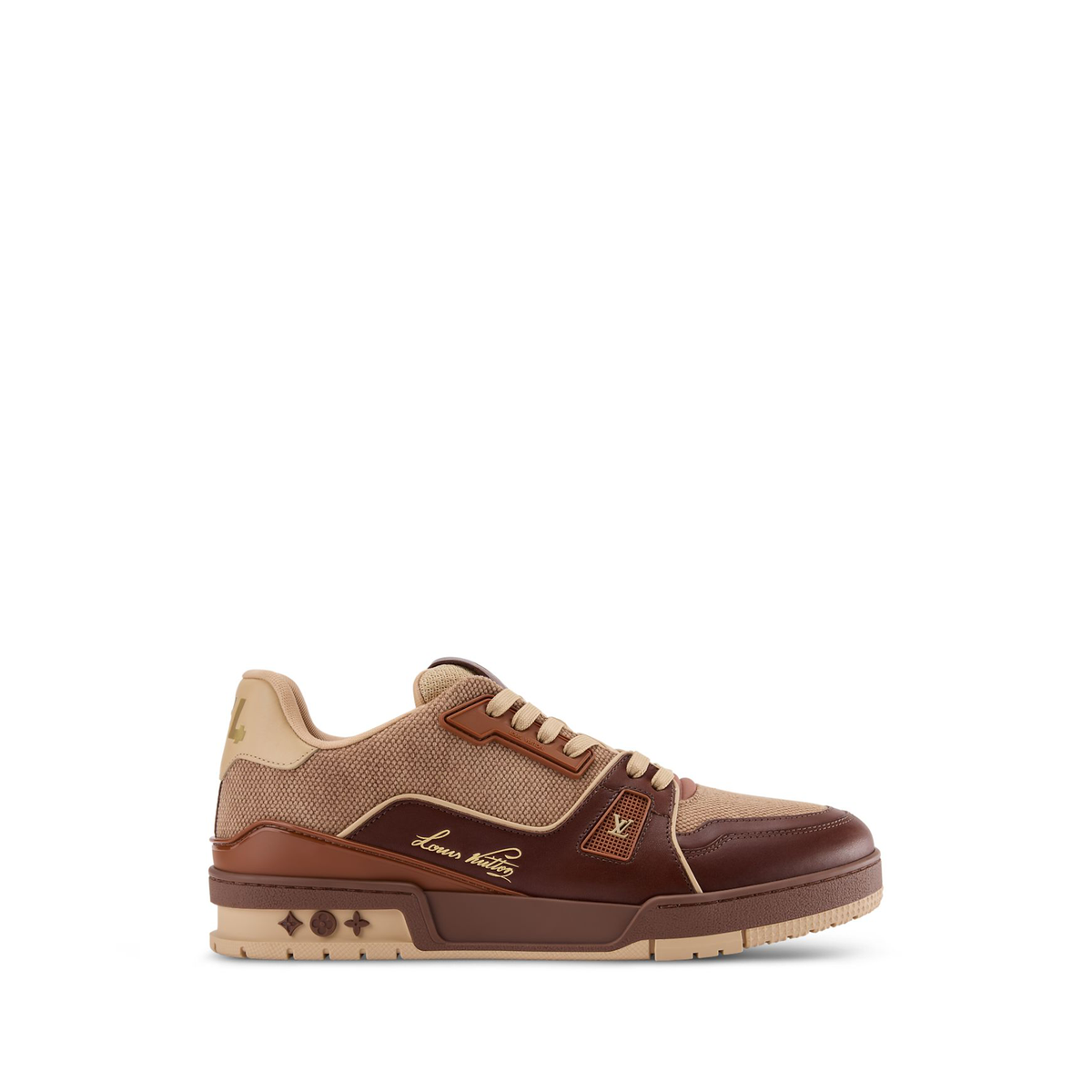 Louis Vuitton LV Trainer Sneaker in marron brown is inspired by vintage basketball