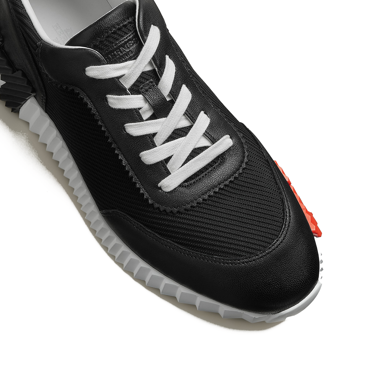 Hermes Bouncing Sneakers in black technical mesh and goatskin