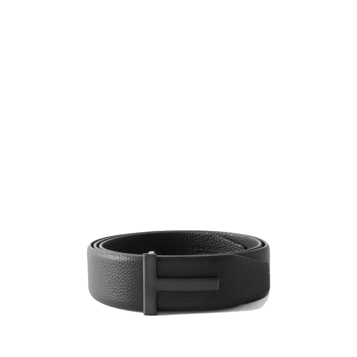 Tom Ford grained leather T Icon belt featuring a distinctive pebble textured black calfskin — view 1