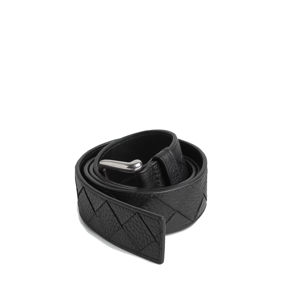 black Bottega Veneta Intrecciato woven leather belt — view 2