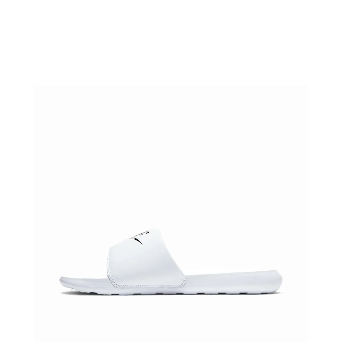 Nike Victori One slide in white with a black logo