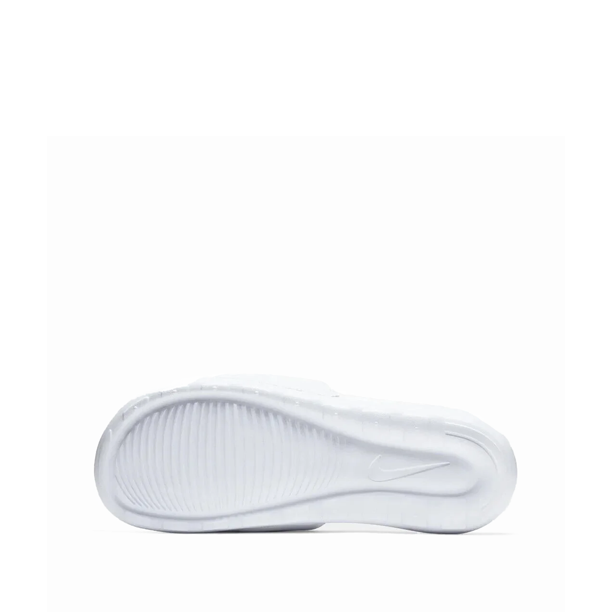 Nike Victori One slide in white with a black logo