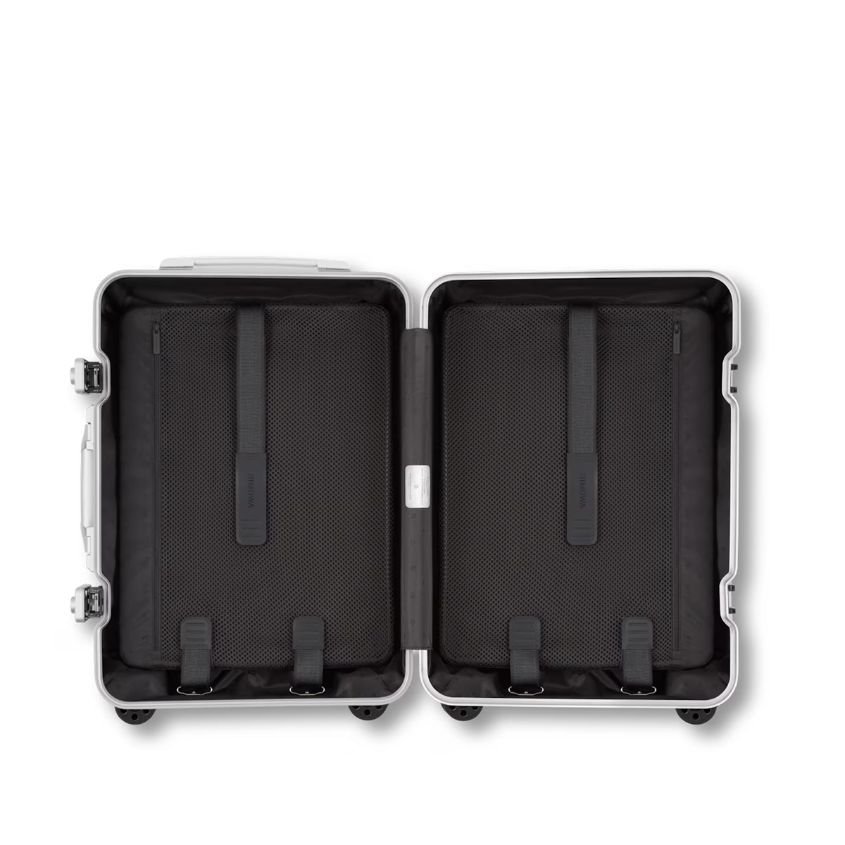 RIMOWA Hybrid Cabin suitcase in Silver is constructed from a lightweight
