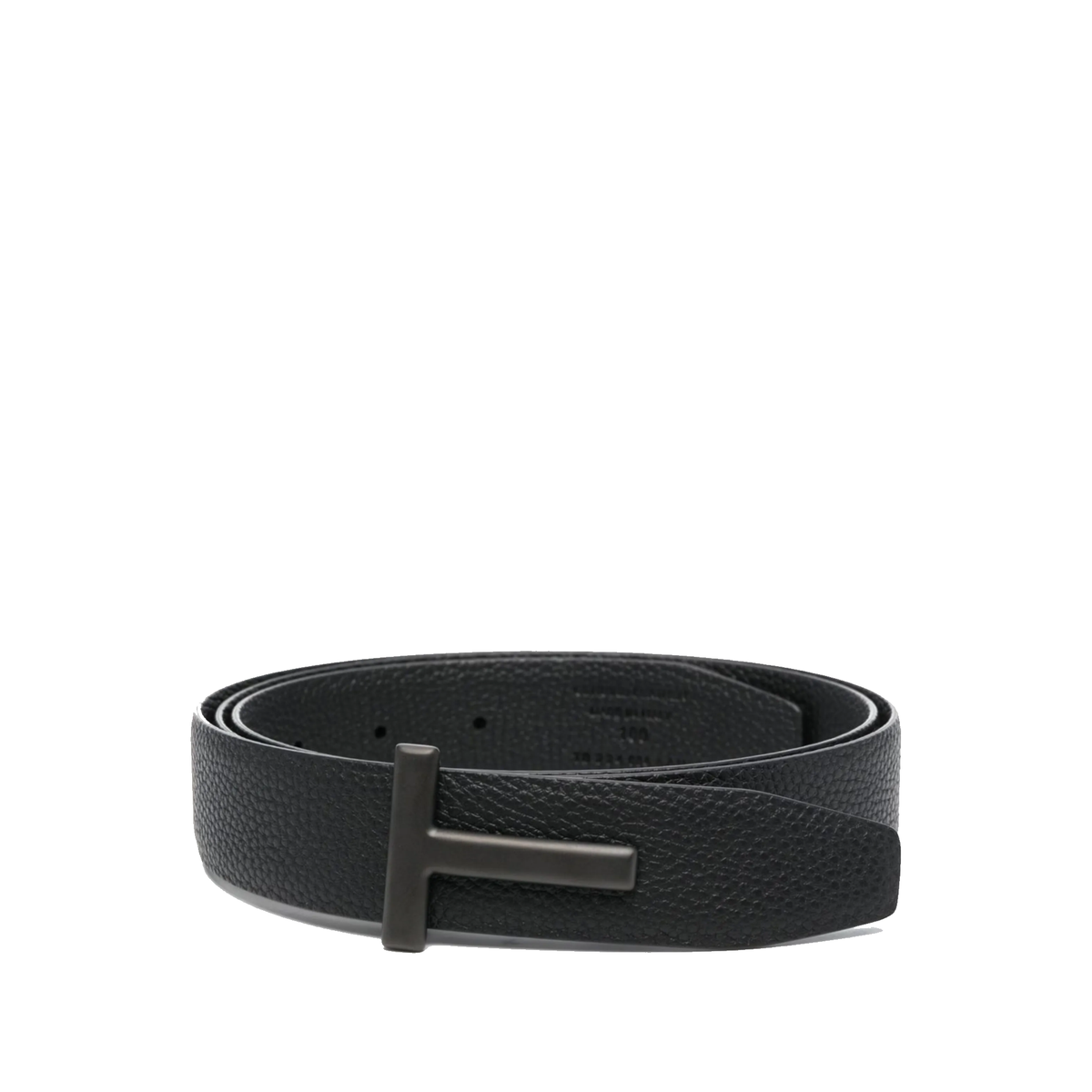 Tom Ford grained leather T Icon belt featuring a distinctive pebble textured black calfskin — view 2