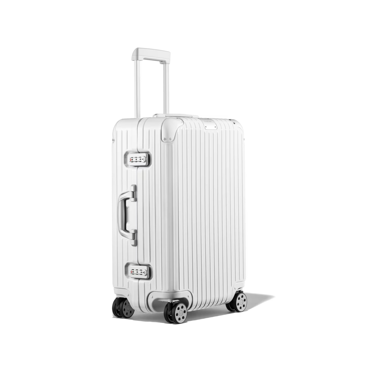 RIMOWA Hybrid Cabin suitcase in Silver is constructed from a lightweight