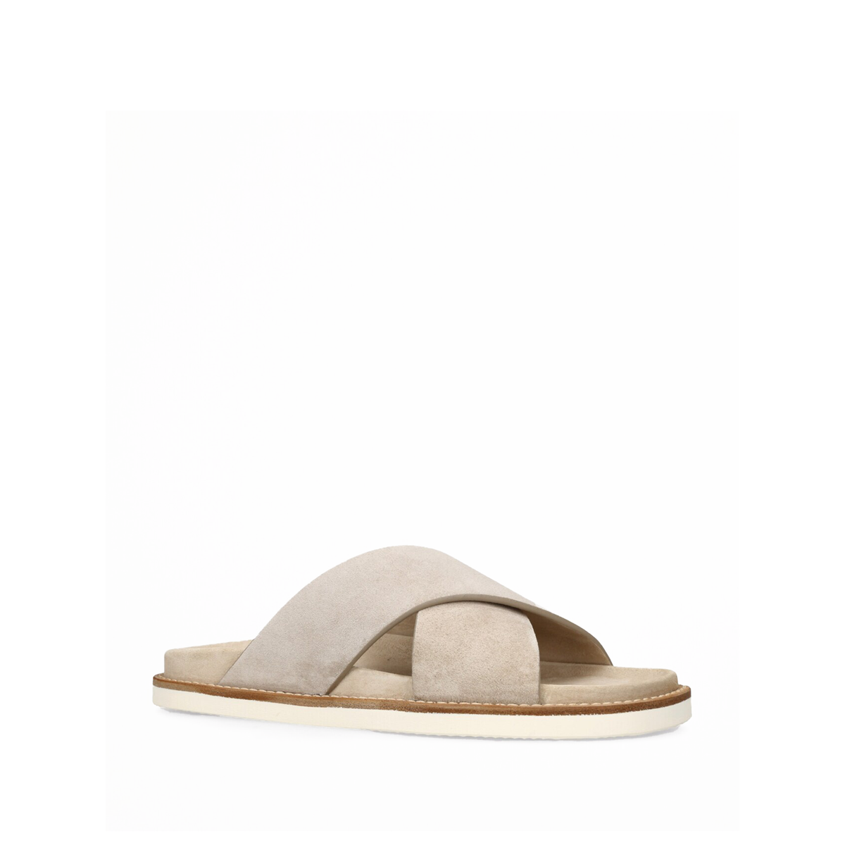 Brunello Cucinelli crossover strap suede sandals in off white