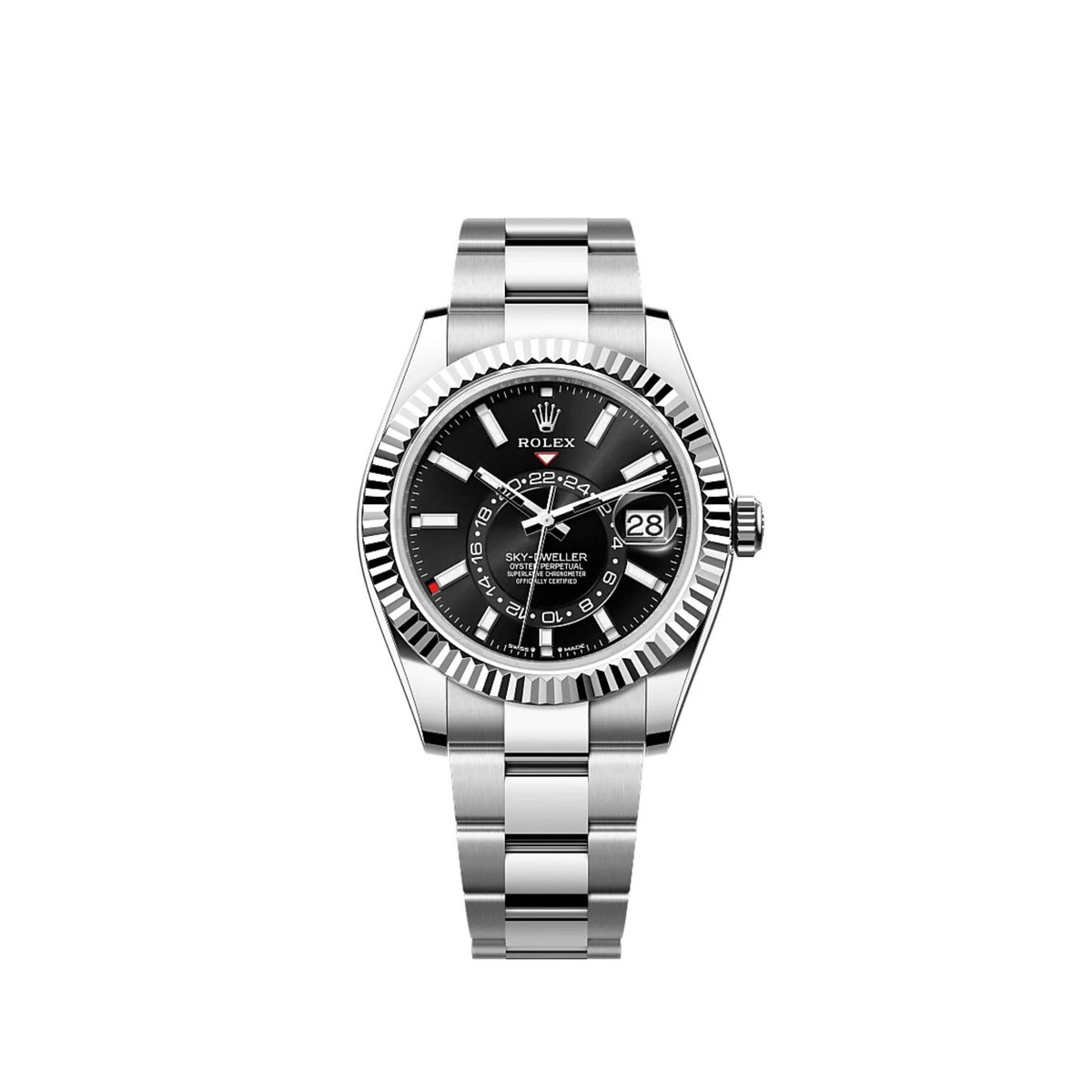 Rolex Sky Dweller Ref 336934 326934 featuring a bright black index dial