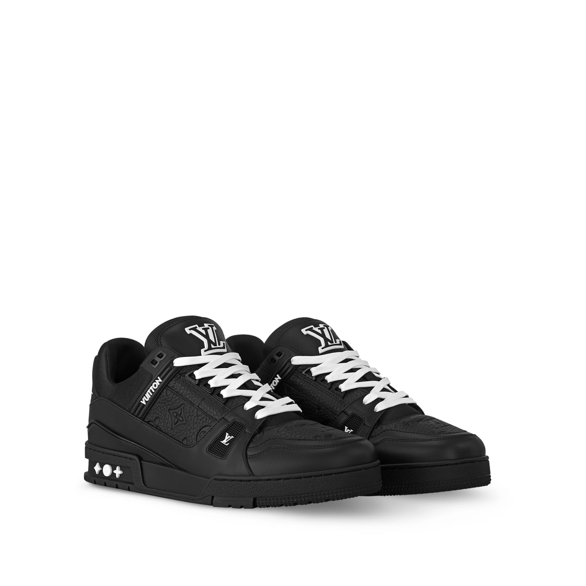 Louis Vuitton Trainer Sneakers in black embossed monogram leather