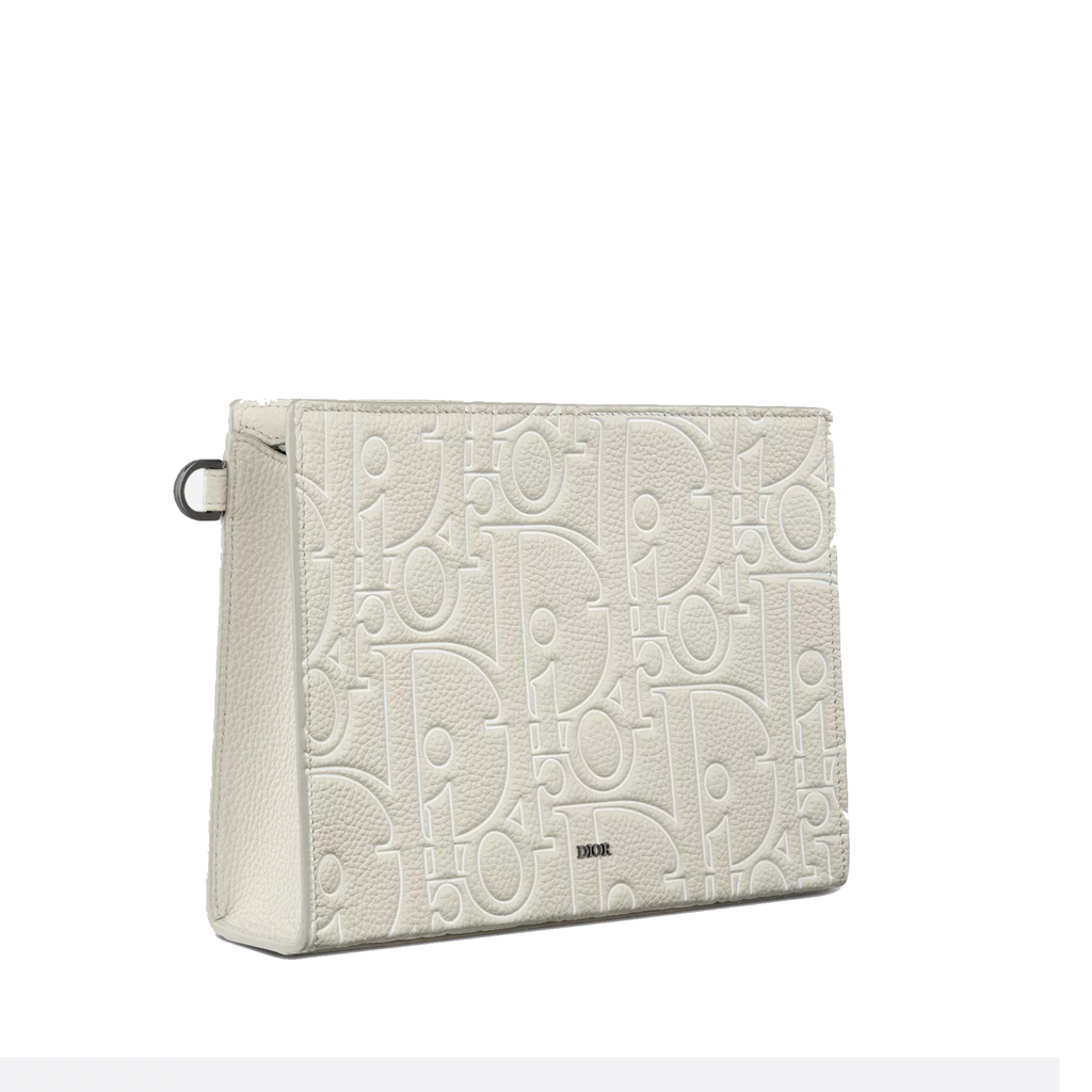 beige Dior Gravity Outline leather A5 triangle pouch