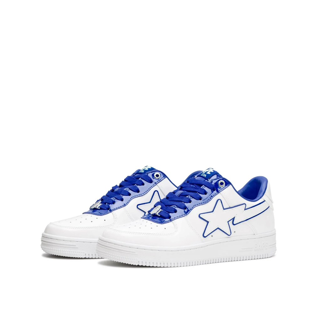 A Bathing Ape BAPE STA 8 M1 sneaker in the white and navy blue