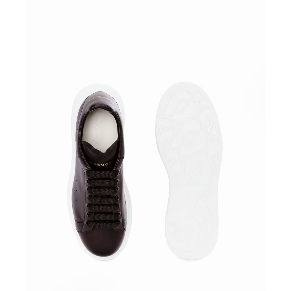 Alexander McQueen Oversized low top sneaker in black smooth calf leather