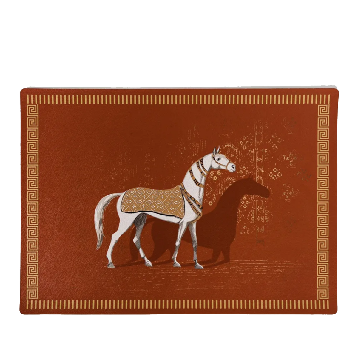 Hermès table placemat featuring a teal red background — view 1