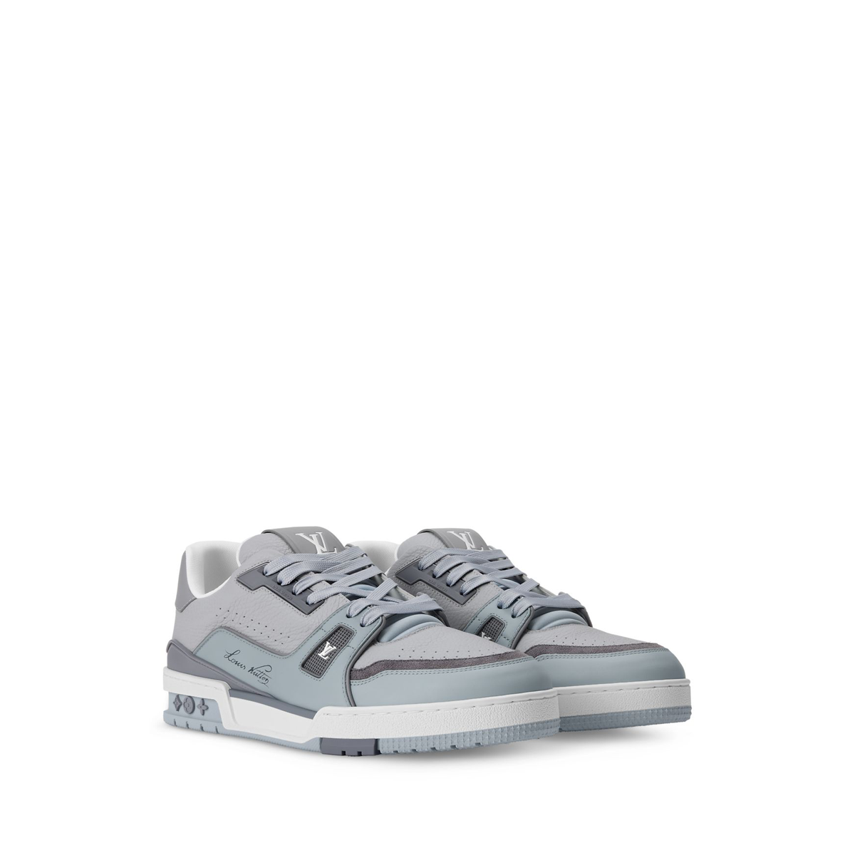Louis Vuitton LV Trainer Sneaker a luxury footwear model featuring a combination of grained and smooth calf leather