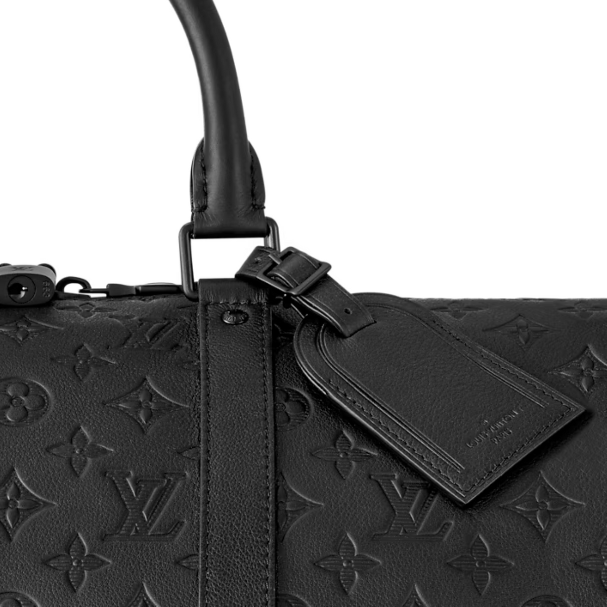 LOUIS VUITTON BLACK KEEPALL BANDOULIRE DUFFLE