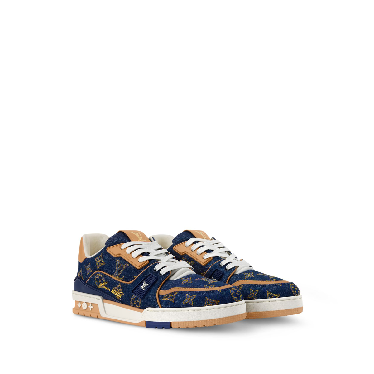 Louis Vuitton LV Trainer Sneakers in Monogram embroidered denim