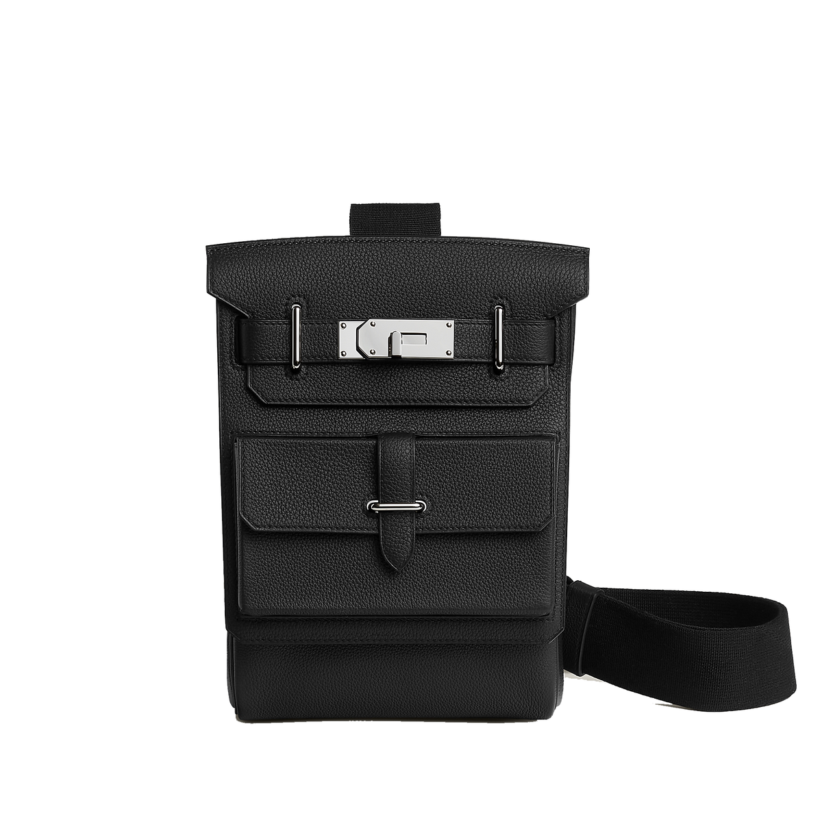 black Hermès Hac a Dos PM Haccess backpack crafted from grained Togo calfskin — view 1