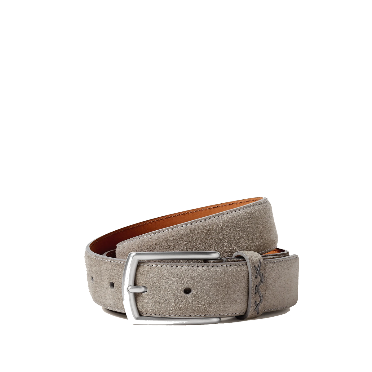 Zegna Grey Mlange Suede Belt featuring a textured grey suede — view 1